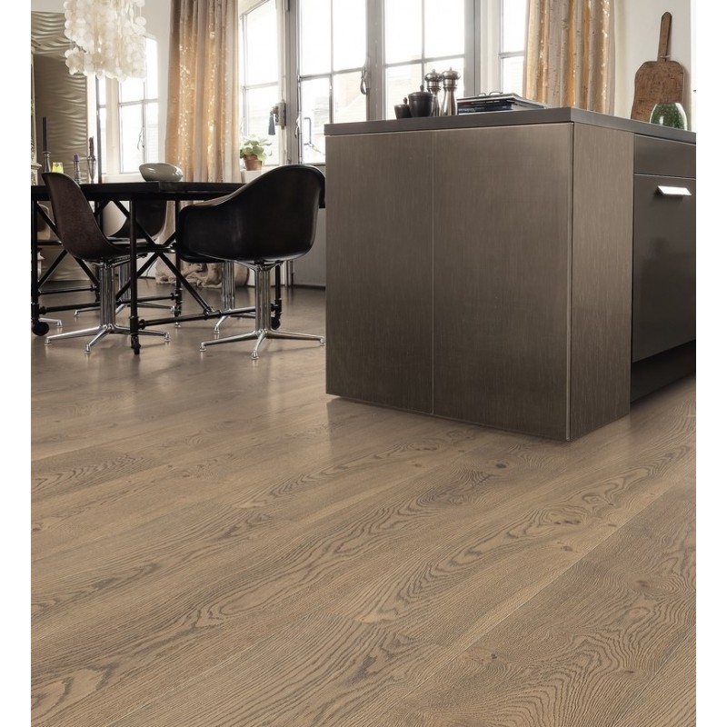 Parquet Chêne gris tabac universal brossé alpin 4V - Haro Plaza série 4000 - huilé naturalin+